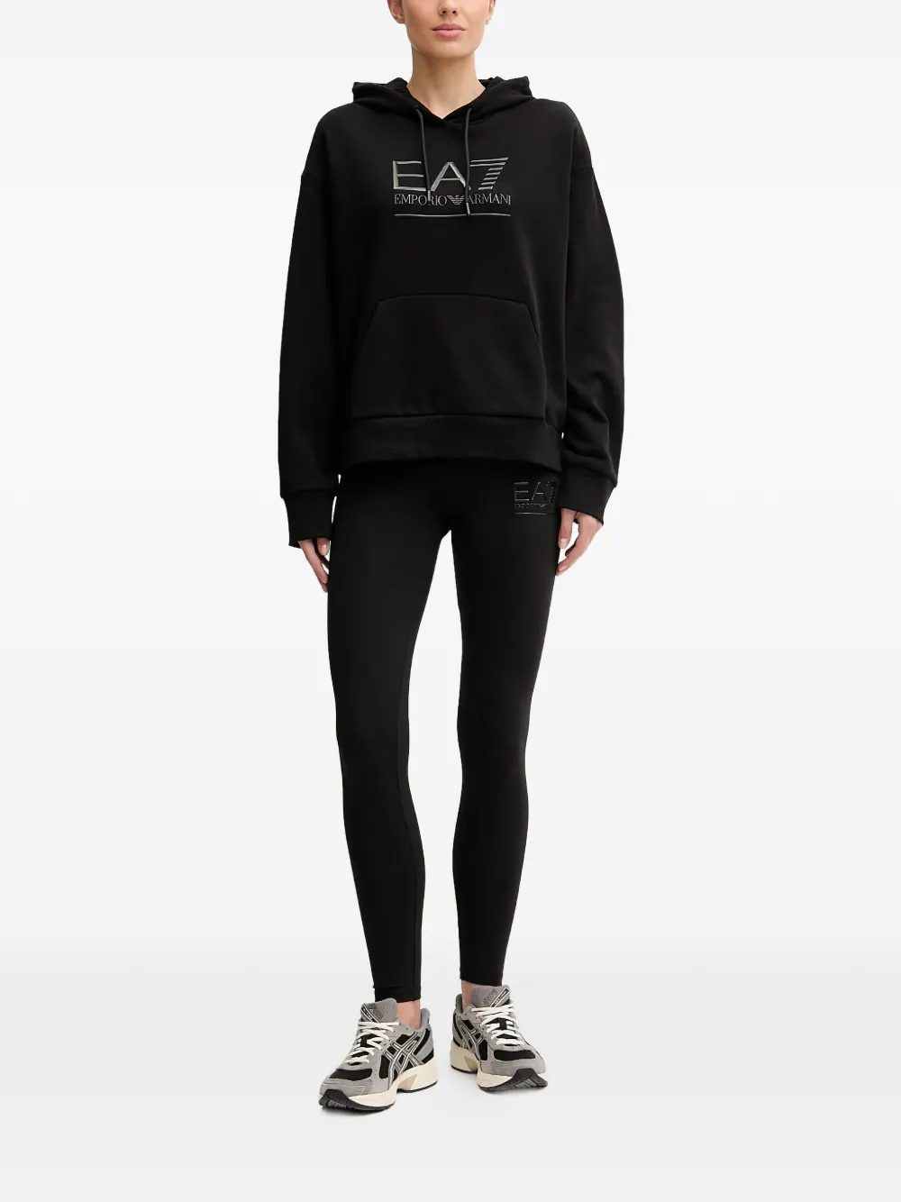 Ea7 Emporio Armani logo-detail long-sleeve hoodies - Zwart