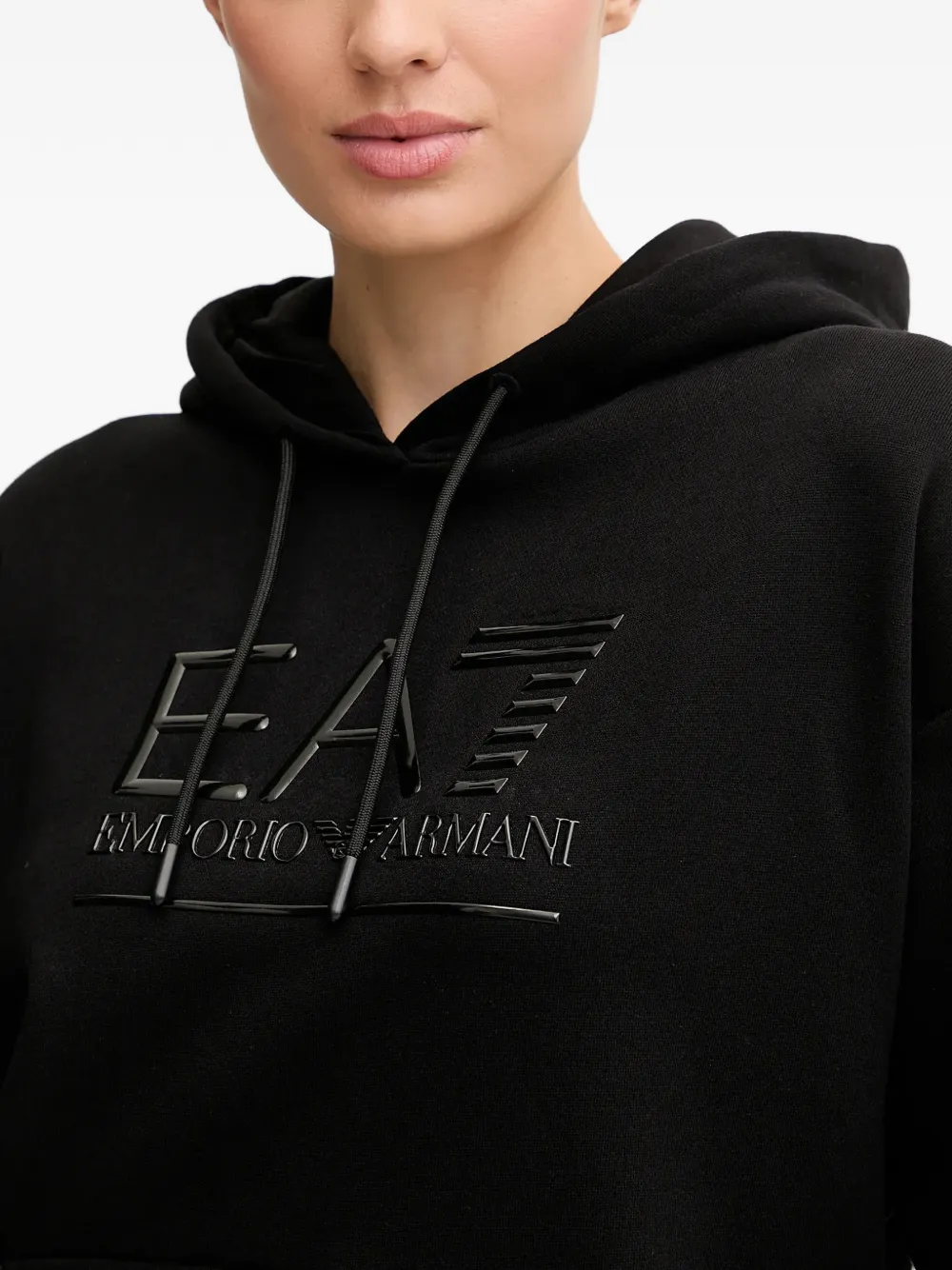 Ea7 Logo-detail Long-sleeve Hoodies In Black