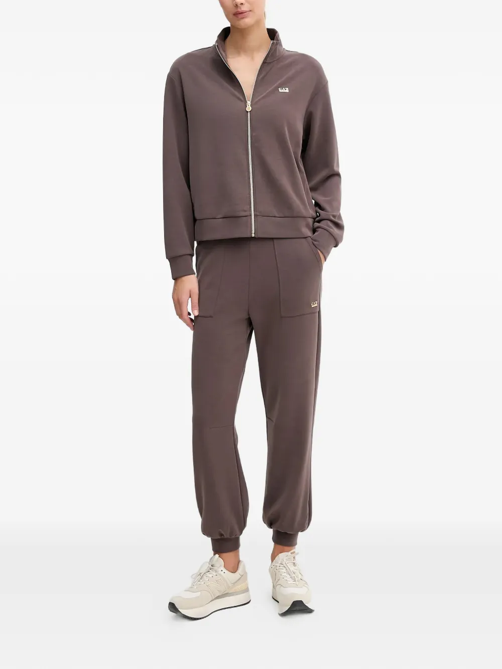 Ea7 Emporio Armani zip-up logo-plaque sweatshirt Bruin