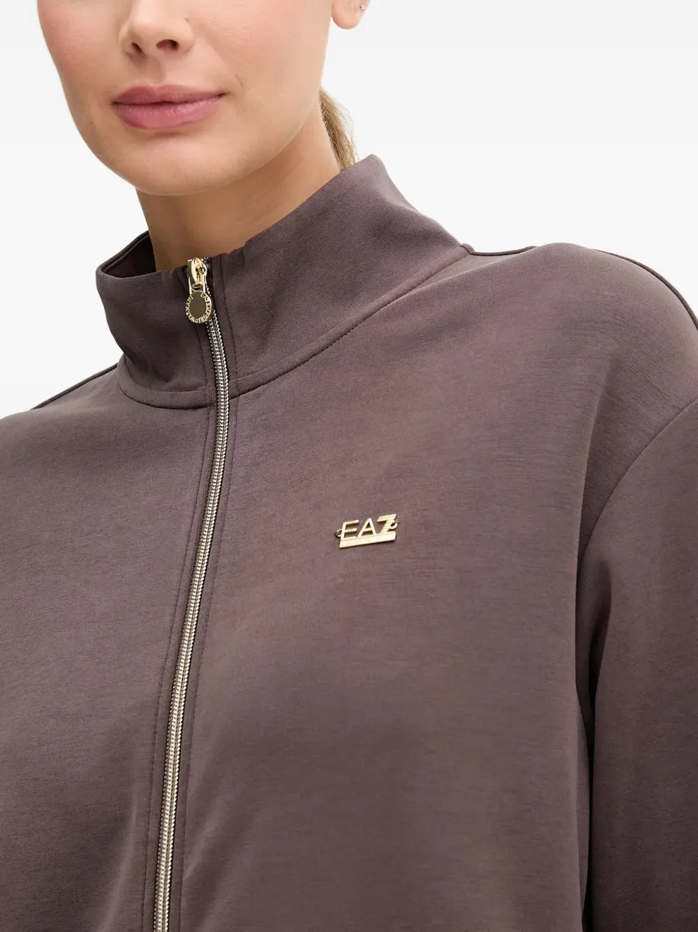 Ea7 Emporio Armani zip-up logo-plaque sweatshirt Bruin