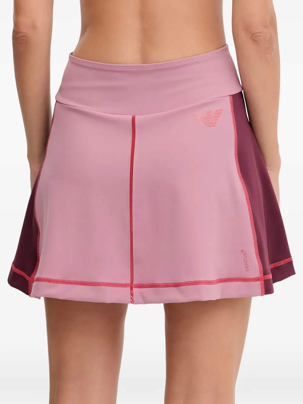 Ea7 Logo-detail Topstitching Mini Skirt In Pink