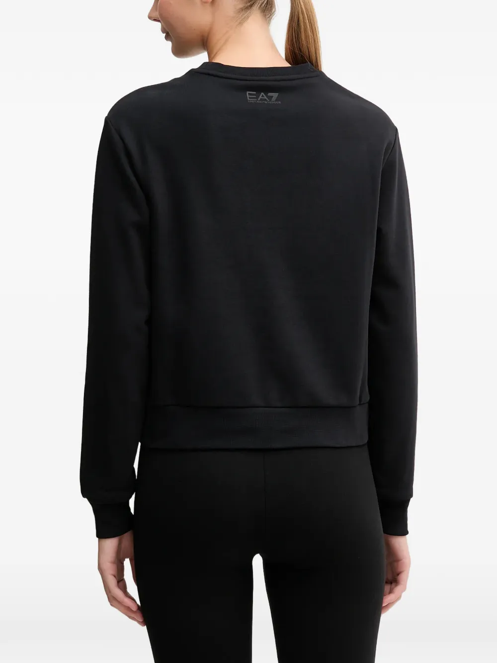 Ea7 Sequin-embellished Logo-detail Sweatshirt In Black