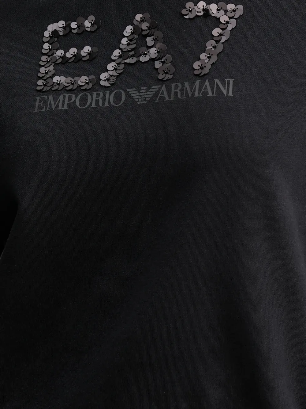 Ea7 Sequin-embellished Logo-detail Sweatshirt In Black