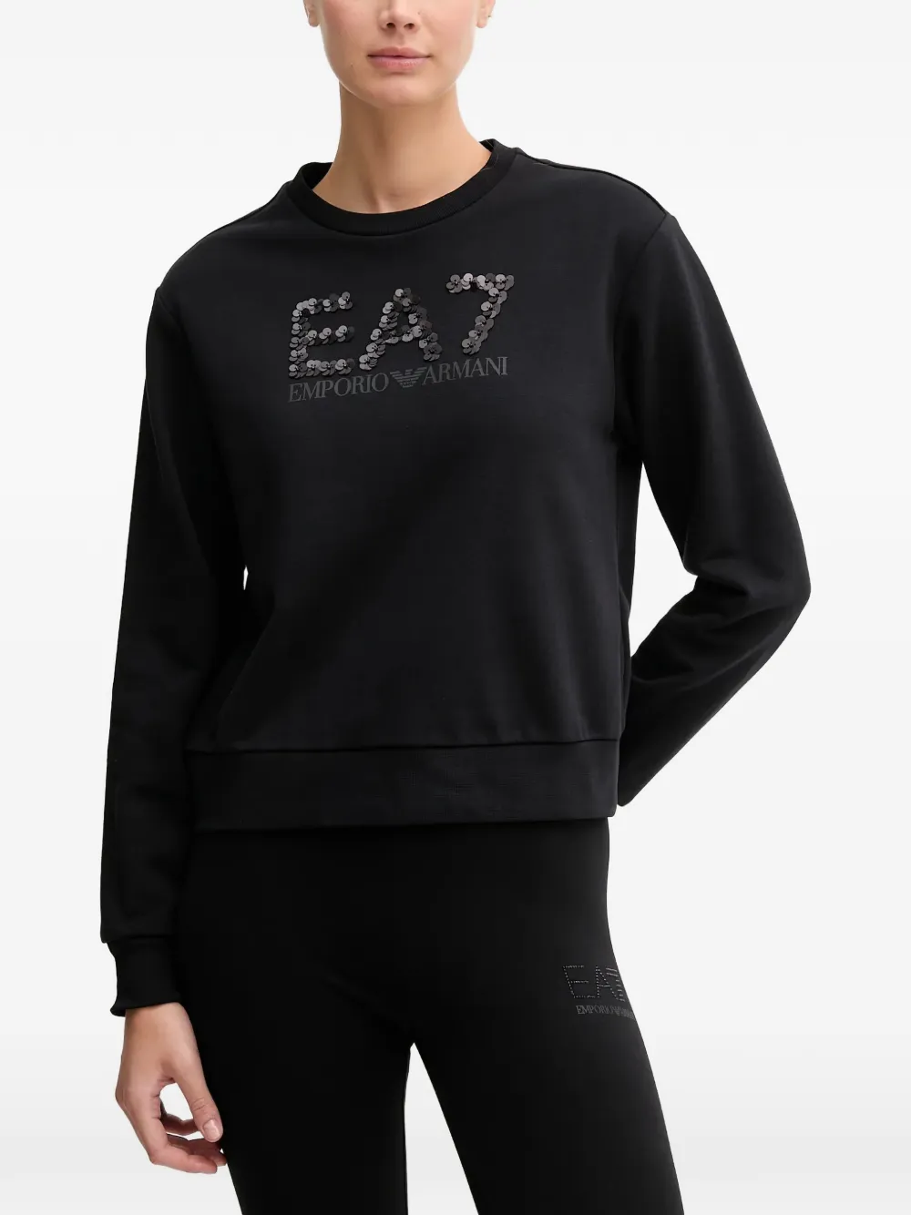 Ea7 Emporio Armani sequin-embellished logo-detail sweatshirt - Nero