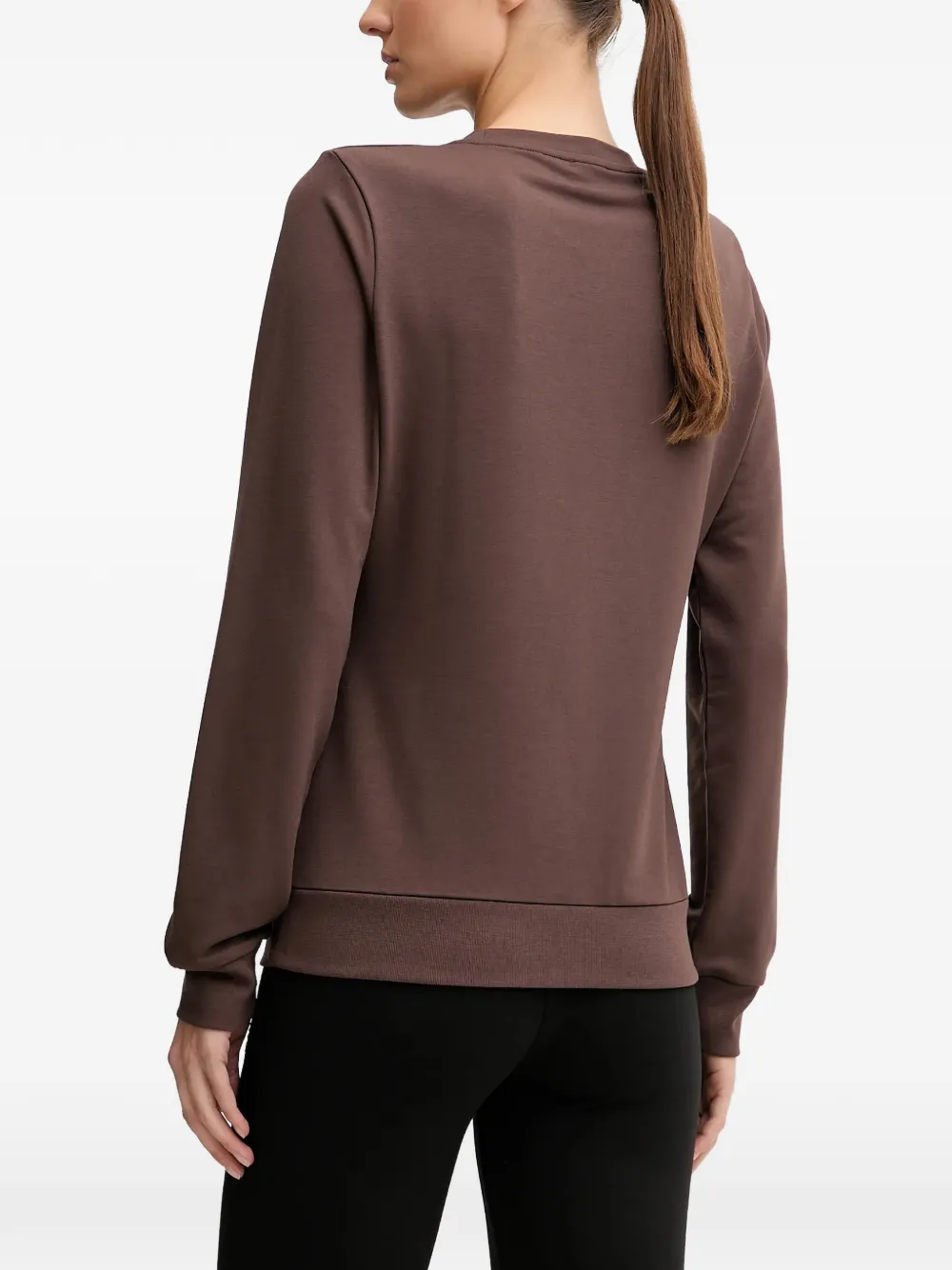 Ea7 Logo-detail Crew-neck Sweatshirt In Brown