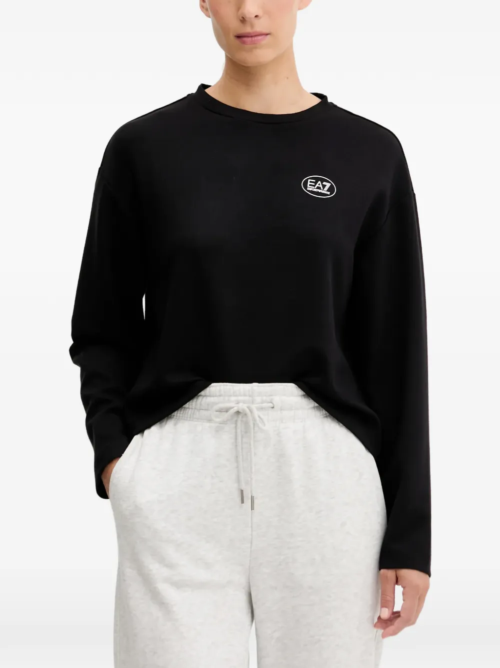 Ea7 Logo-print Sweatshirt In Black