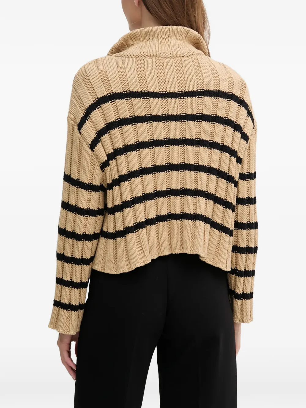 Dkny Striped-patern Zip Cardigan In Brown