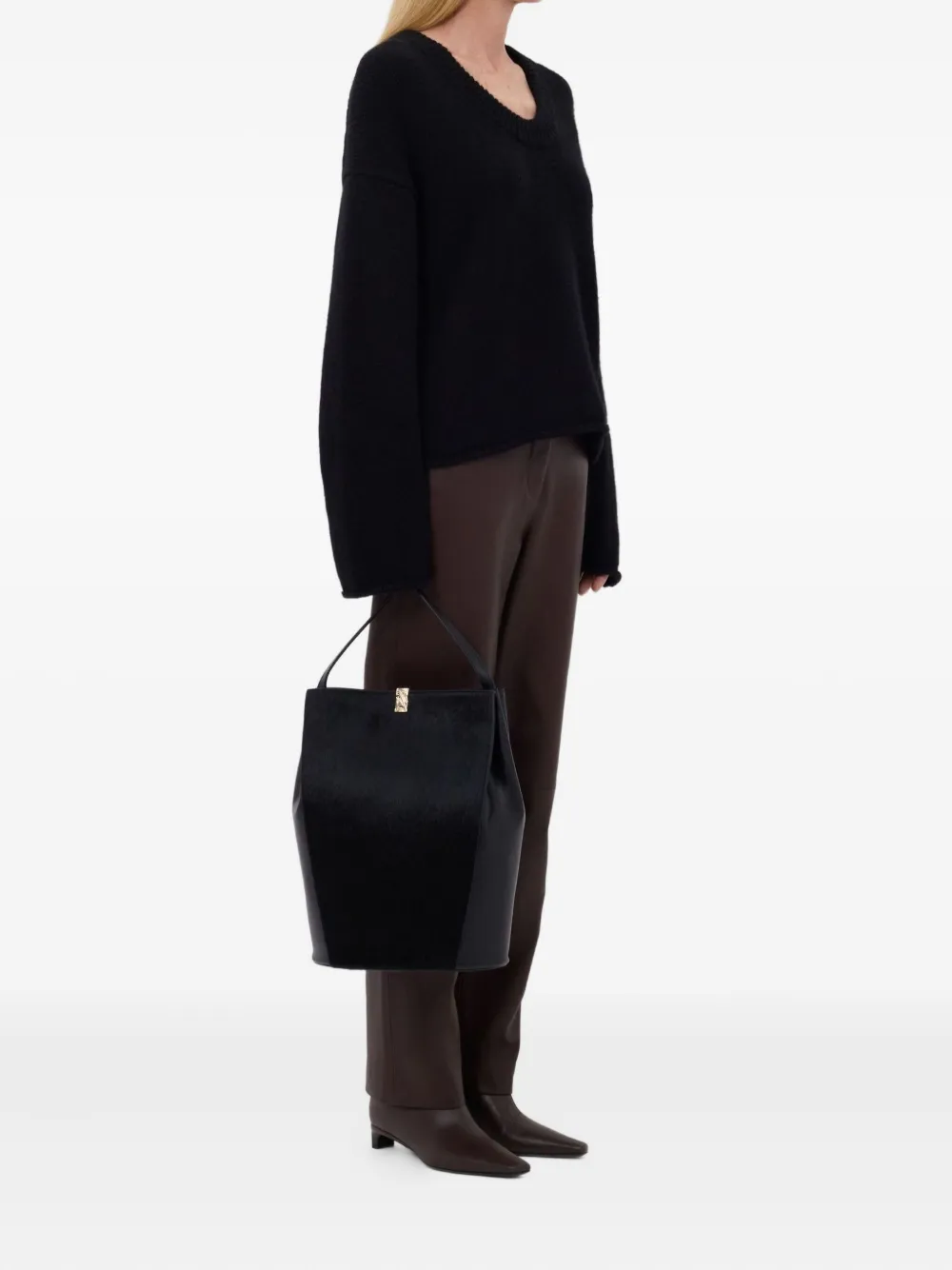 Loulou De Saison Silva Cable Knit Sweater In Black
