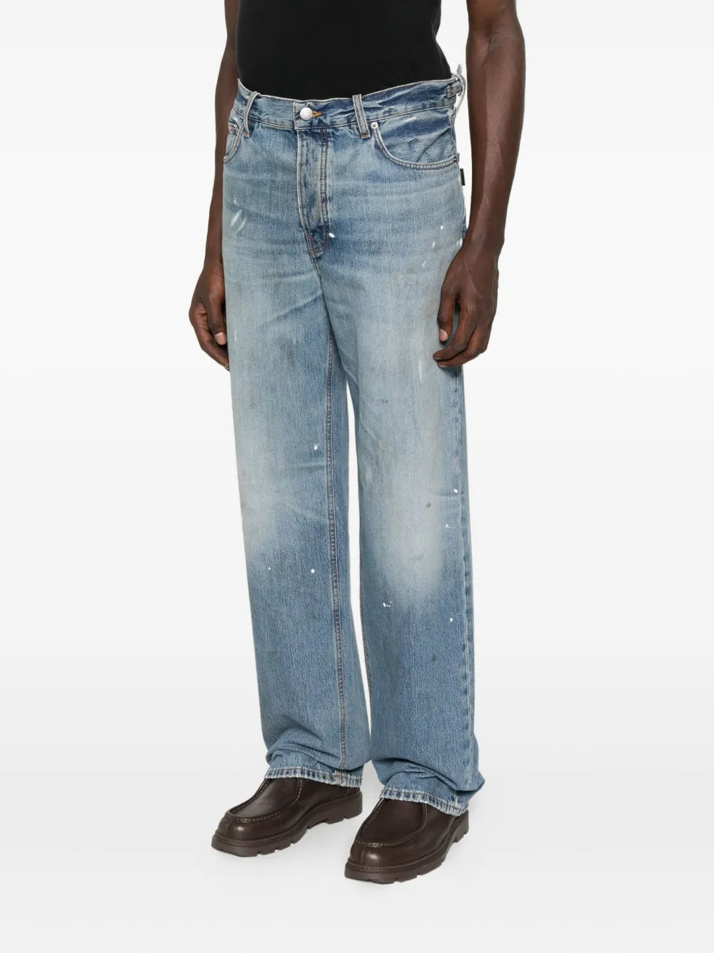 Haikure Jeans met verfspatten en vijf zakken Blauw