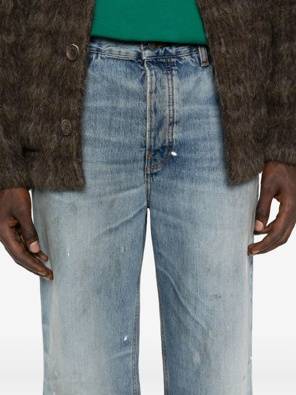 Haikure Jeans met verfspatten en vijf zakken Blauw