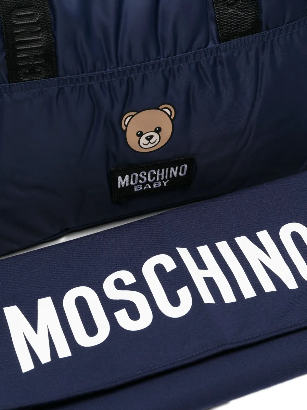 Moschino Kids Gewatteerde luiertas met teddybeerprint Blauw