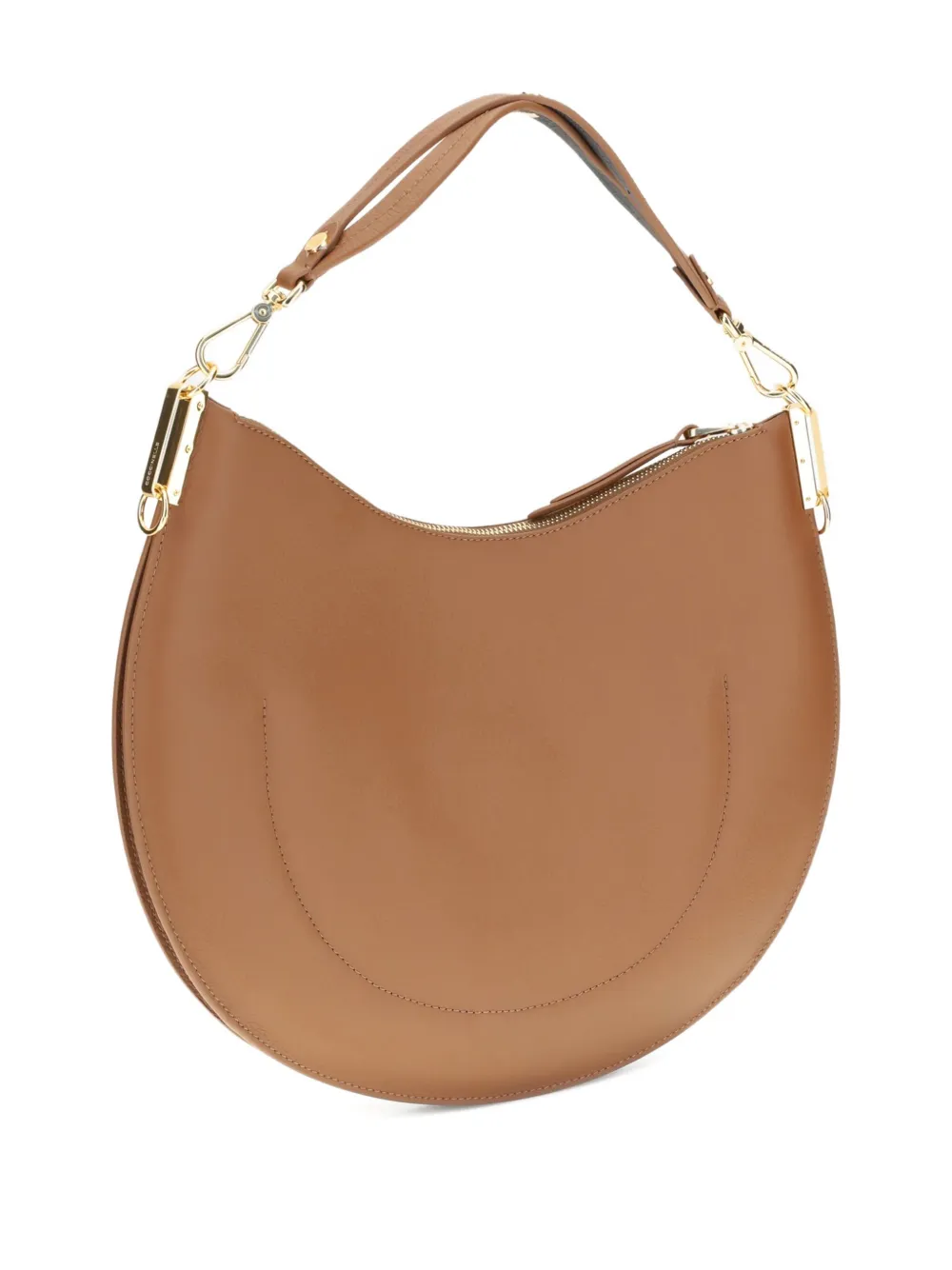 Coccinelle large Sunup half-moon calfskin shoulder bag Bruin