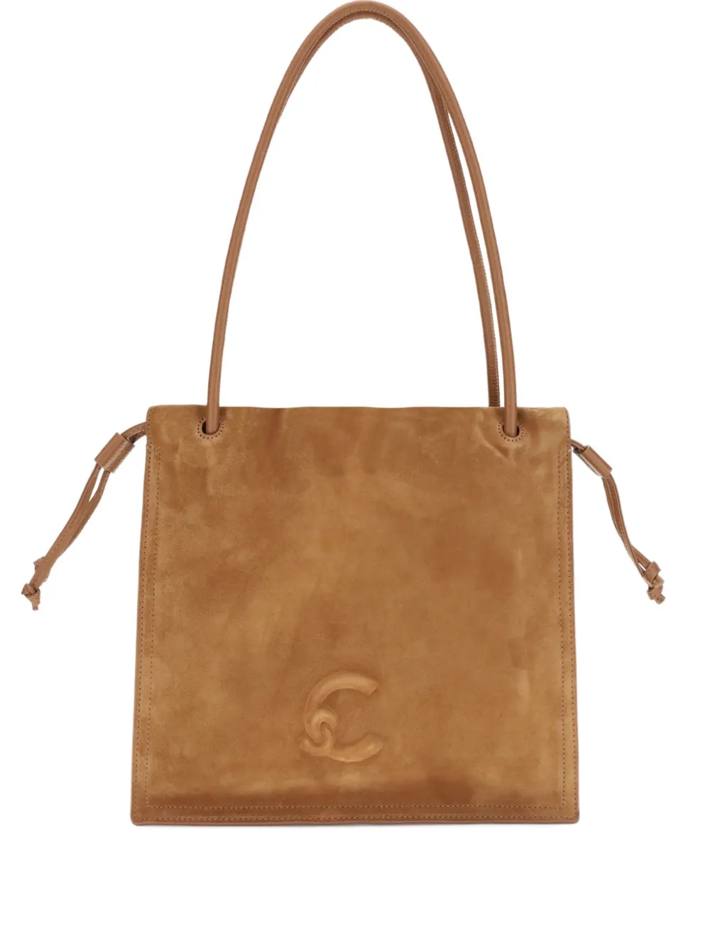Coccinelle embossed-logo suede shoulder bag Bruin