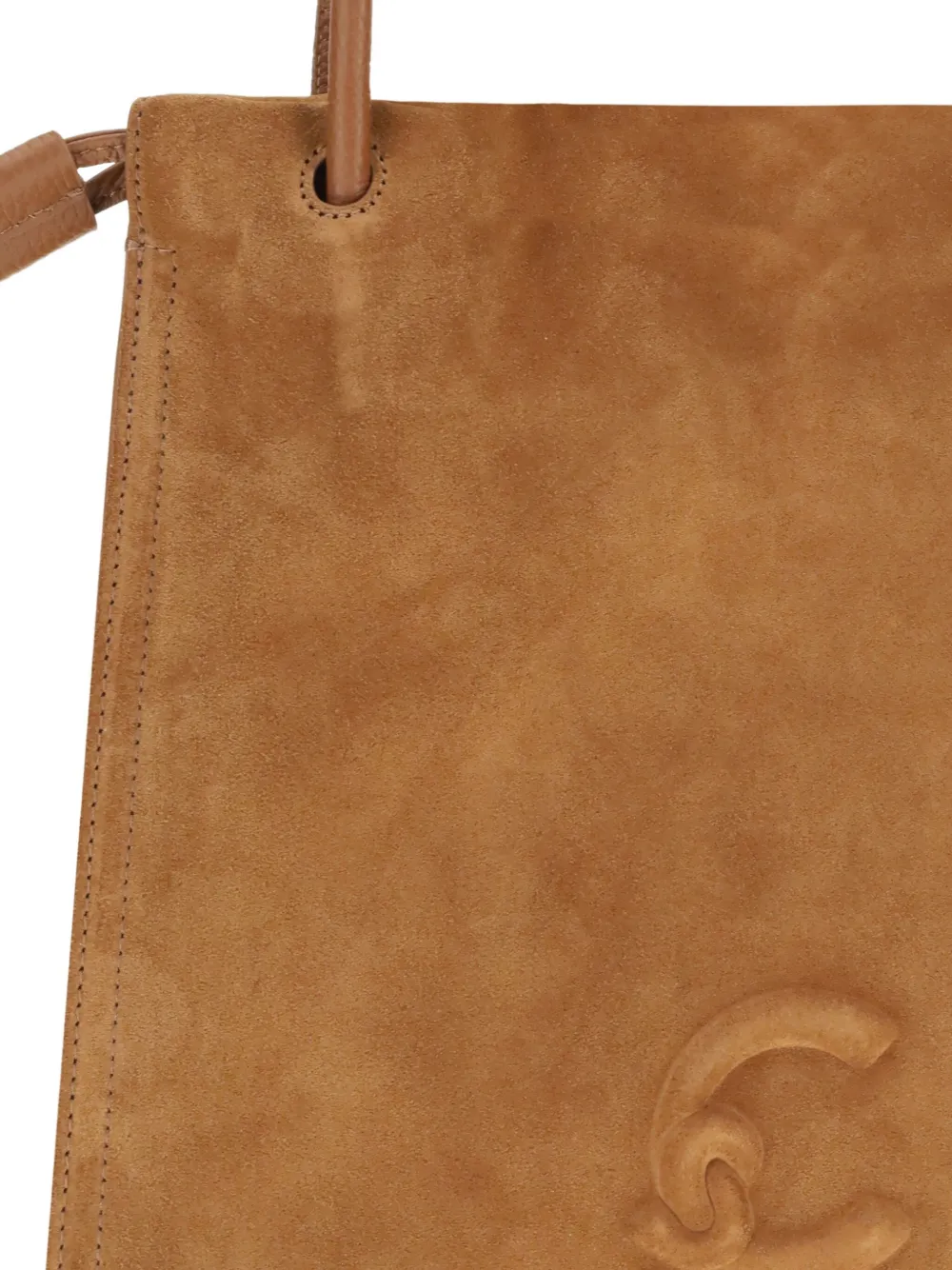 Coccinelle embossed-logo suede shoulder bag Bruin