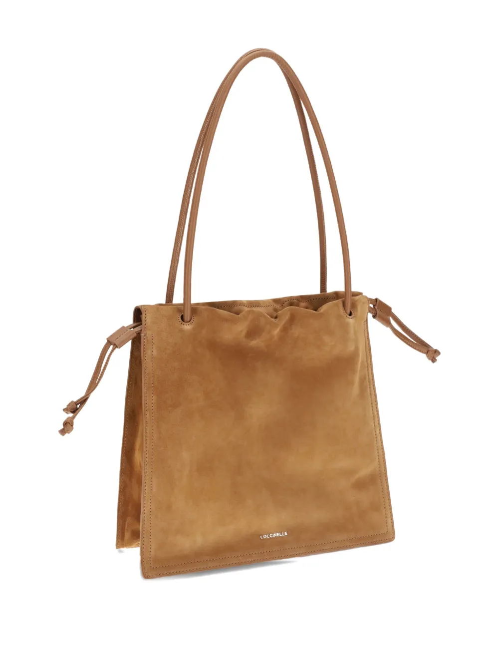 Coccinelle embossed-logo suede shoulder bag - Bruin