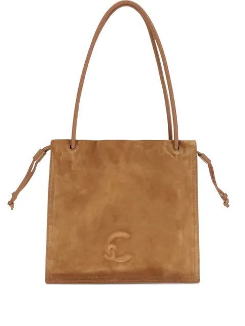 Coccinelle embossed-logo suede shoulder bag