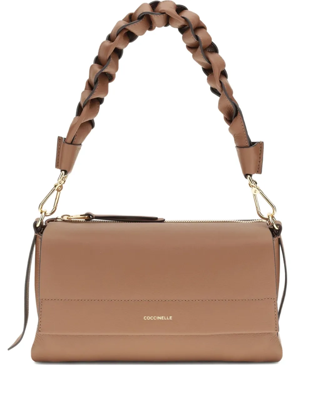 Coccinelle Boheme braided-handle calf-leather shoulder bag Bruin