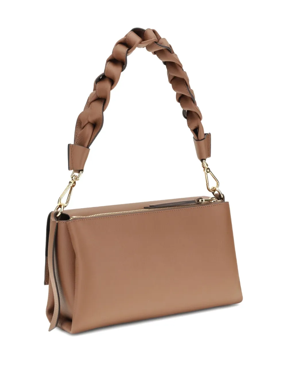 Coccinelle Boheme braided-handle calf-leather shoulder bag - Bruin