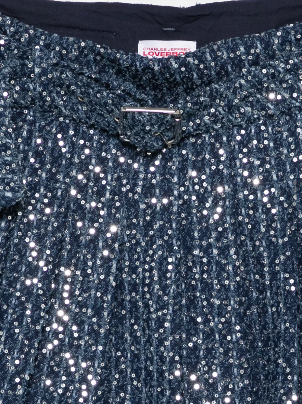 Charles Jeffrey Loverboy Sequin-embellished Mini Pleated Skirt In Blue