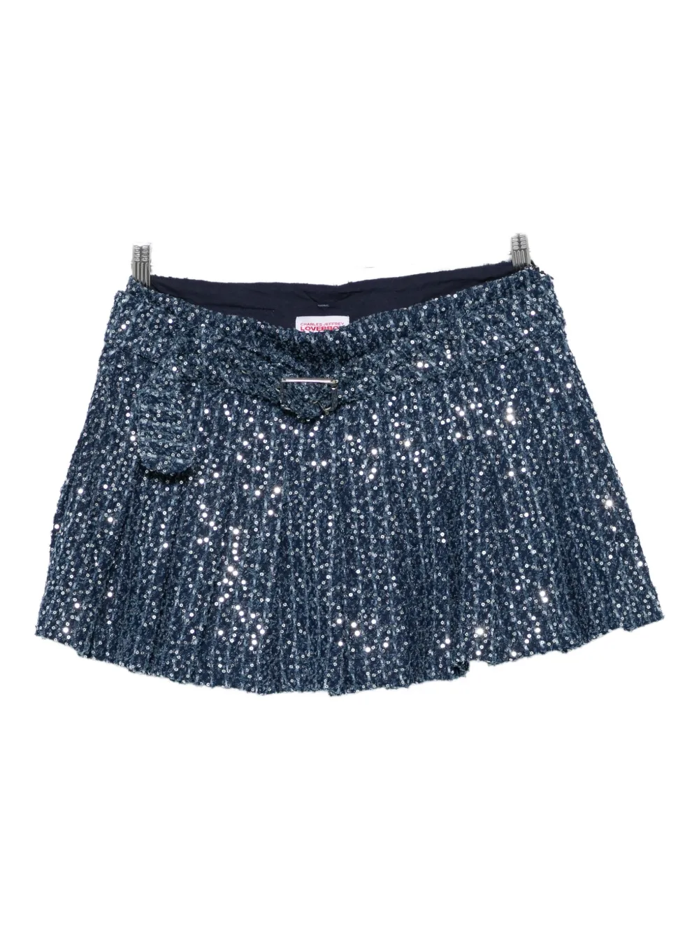 Charles Jeffrey Loverboy Sequin-embellished Mini Pleated Skirt In Blue