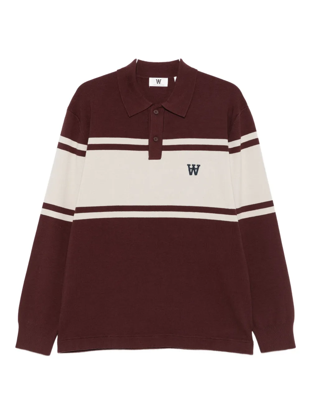 Wood Wood WWCurt striped long-sleeve polo shirt - Brown