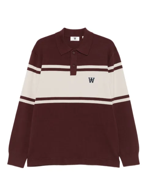 Wood Wood Camisa polo WWCurt com mangas longas e listras