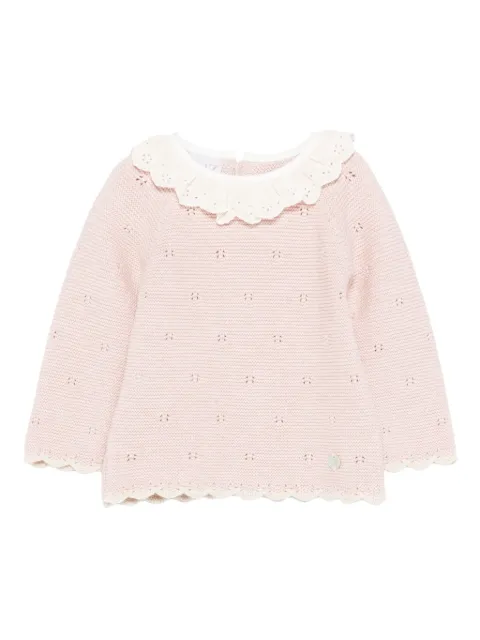 Paz Rodriguez eyelet-detail scalloped-hem sweater 