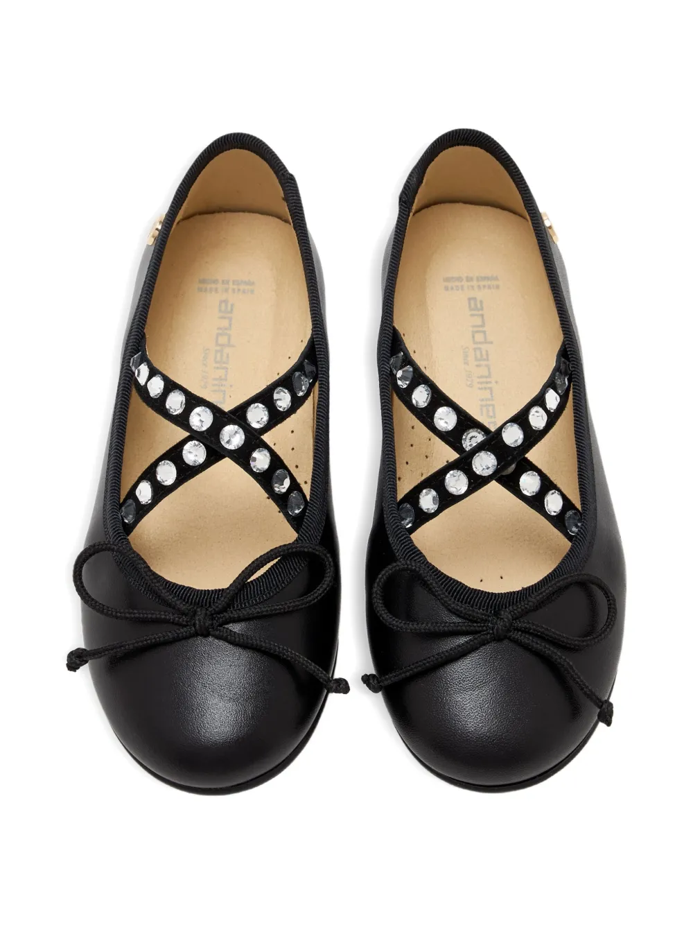 ANDANINES crystal-embellished ballerina shoes Black