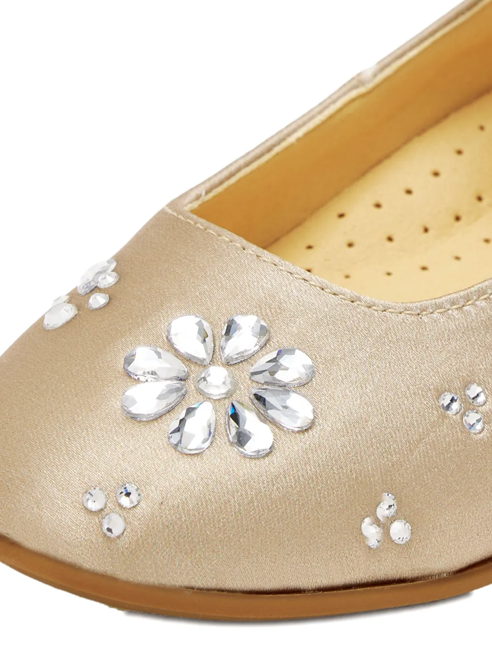 Andanines Crystal-embellished Ankle-strap Ballerinas In Neutral