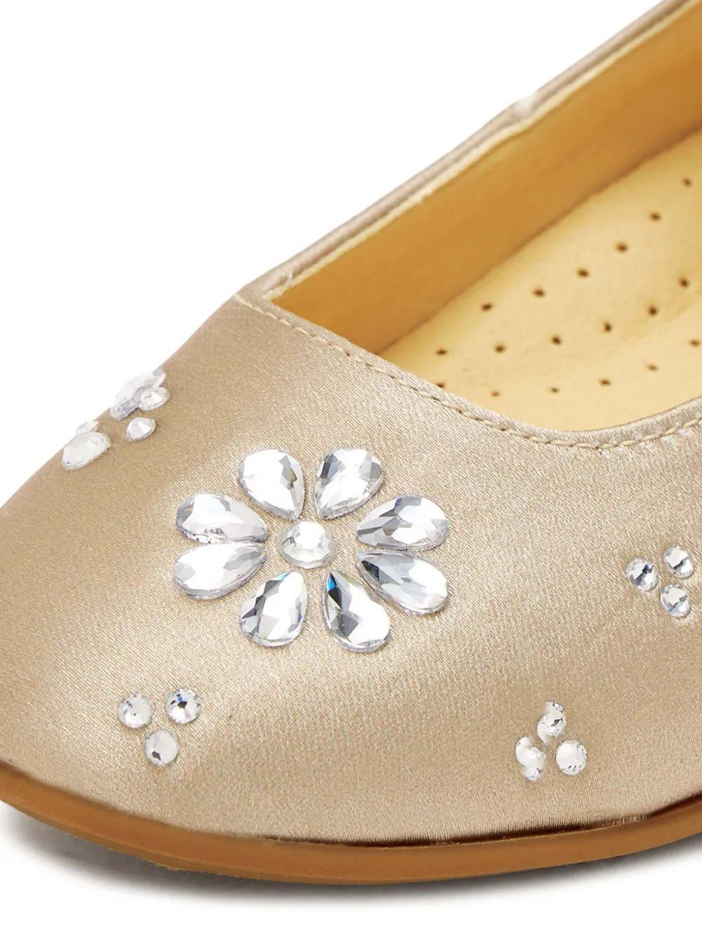 ANDANINES Ballerina's met enkelbandje en verfraaid met kristallen Beige