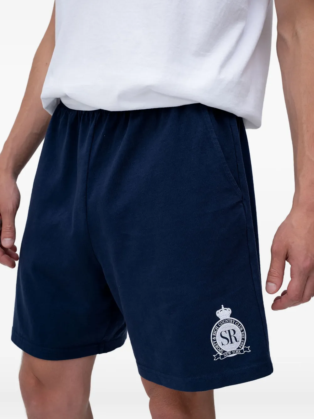 Sporty & Rich Shorts met logodetail en zak Blauw