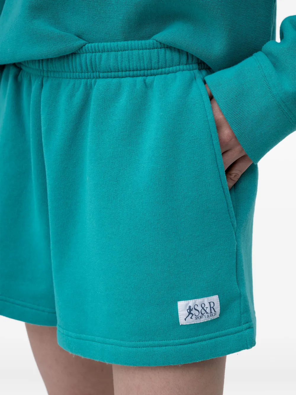 Sporty & Rich SR Disco elastic-waistband pocket shorts Groen