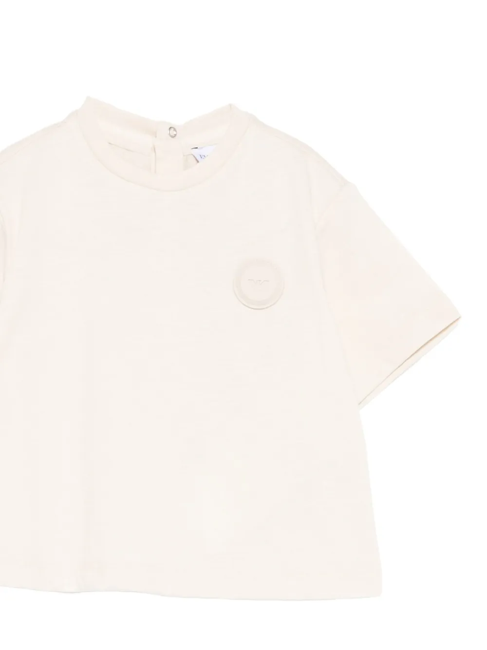 Emporio Armani Kids logo-plaque cotton T-shirt Beige