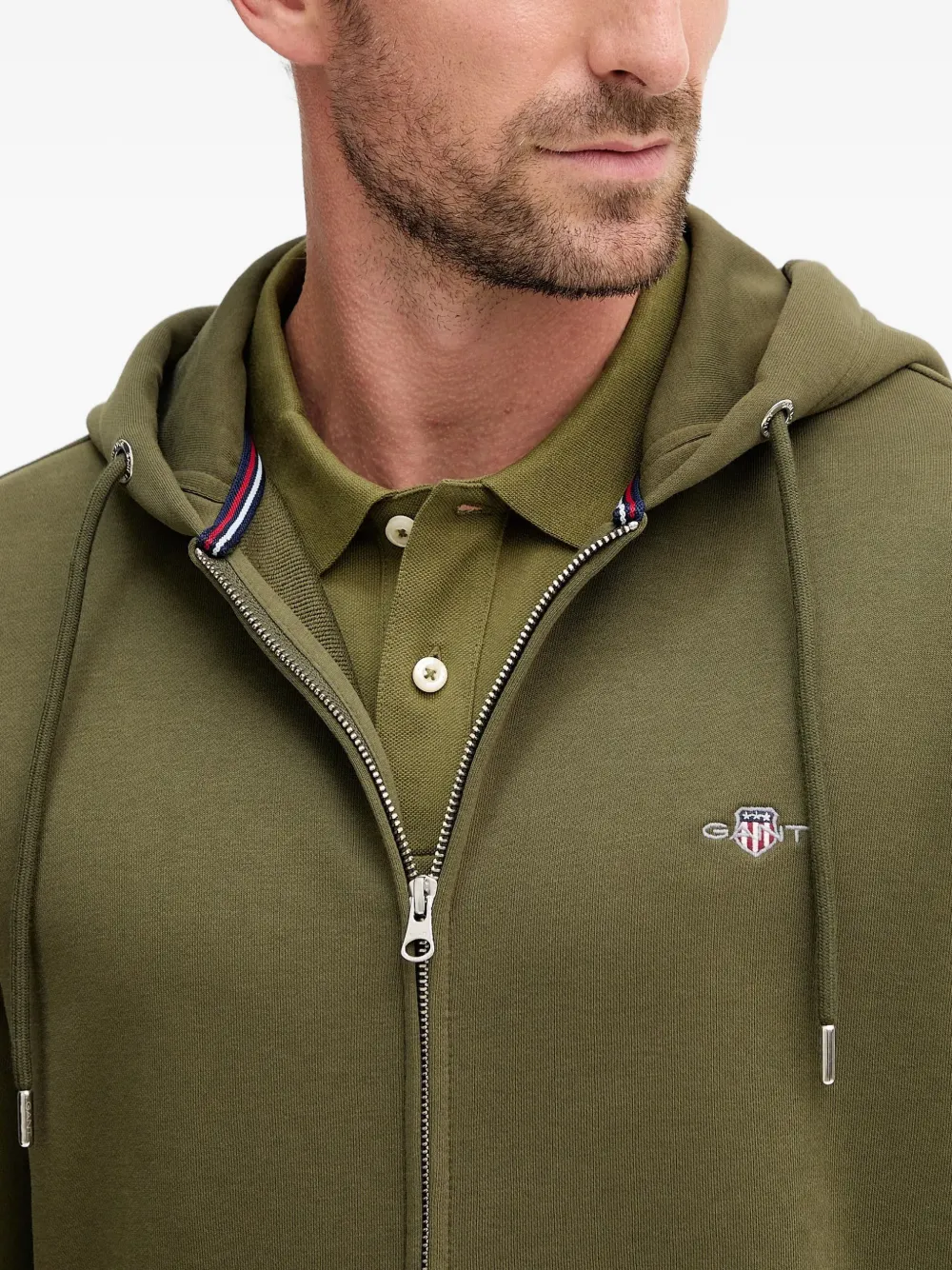 Gant Hoodie met rits Groen