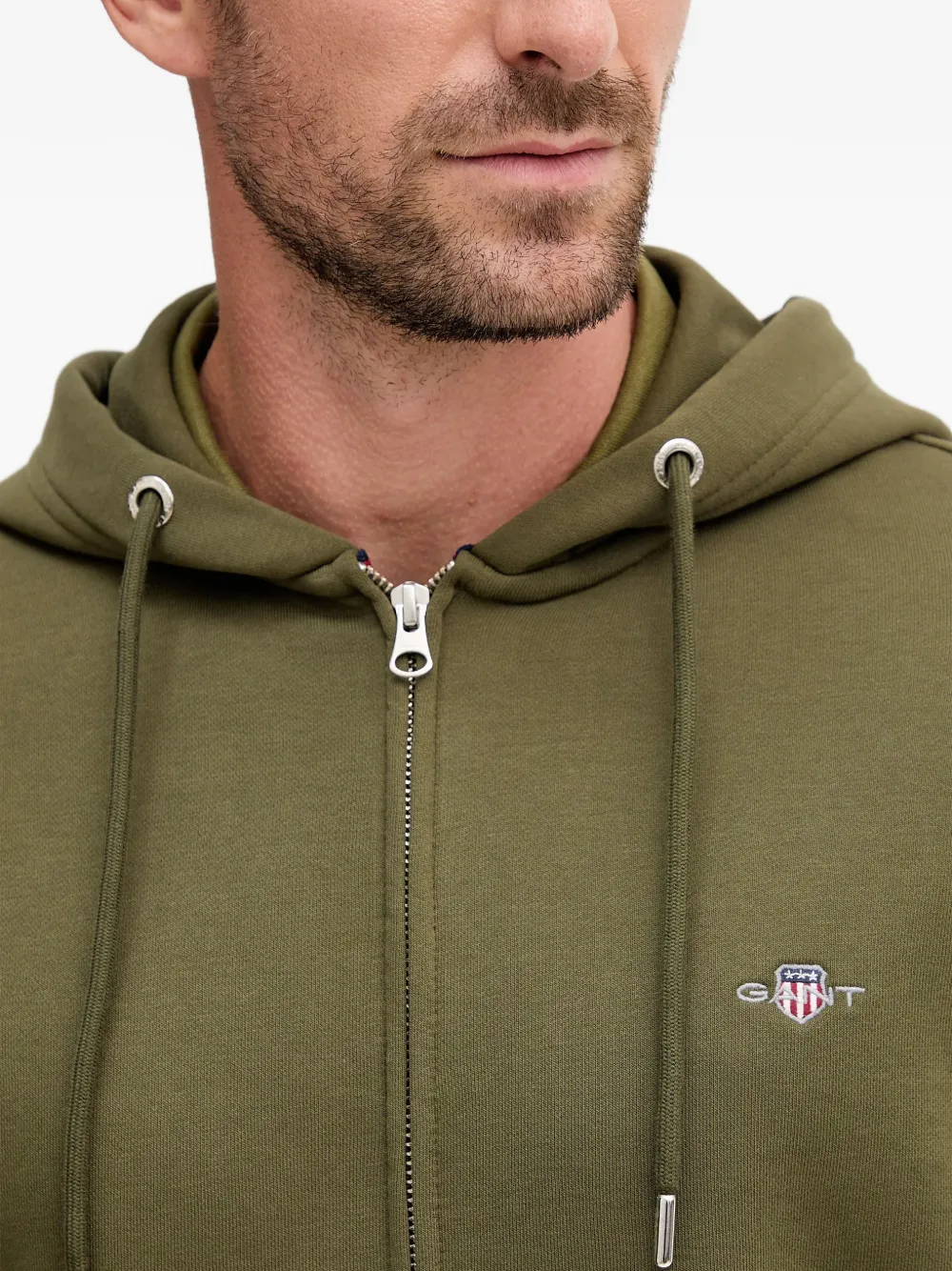 Gant Hoodie met rits Groen