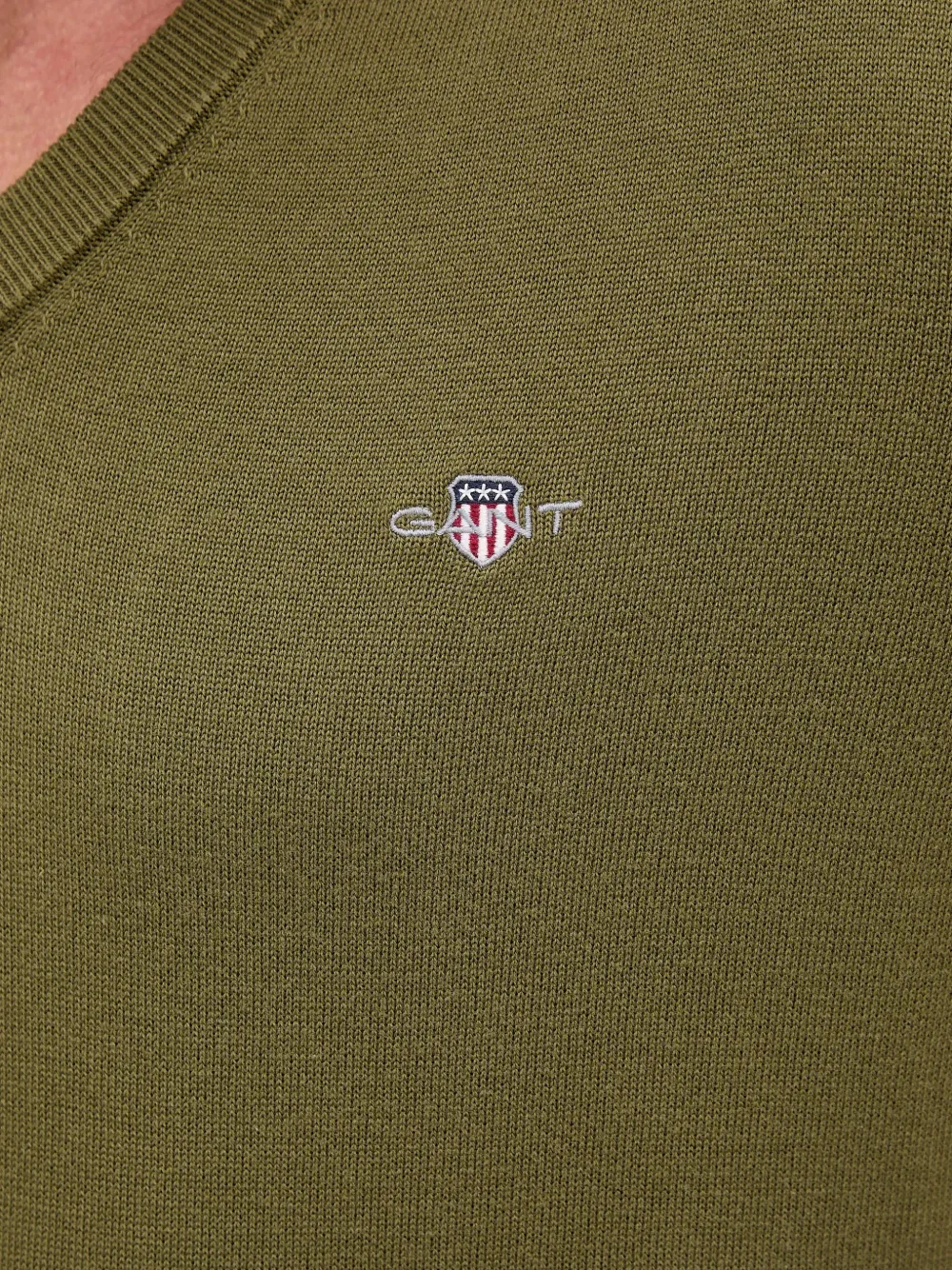 Gant Trui met geborduurd logo en V-hals Groen