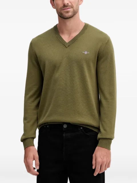 Gant V-neck embroidered-logo sweater
