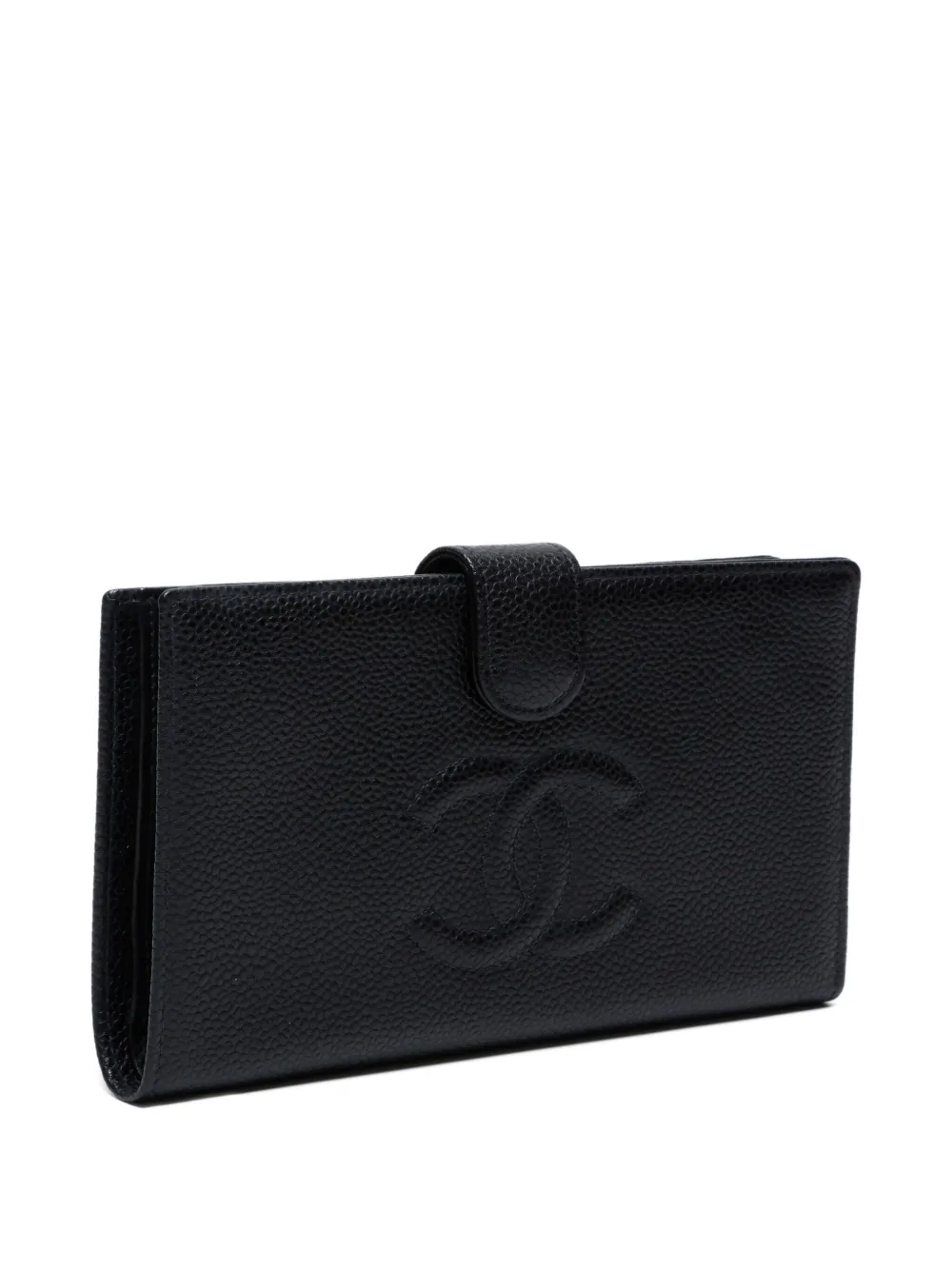 Pre-owned Chanel 2000-2002 Cc Mark Leather Wallet In Black
