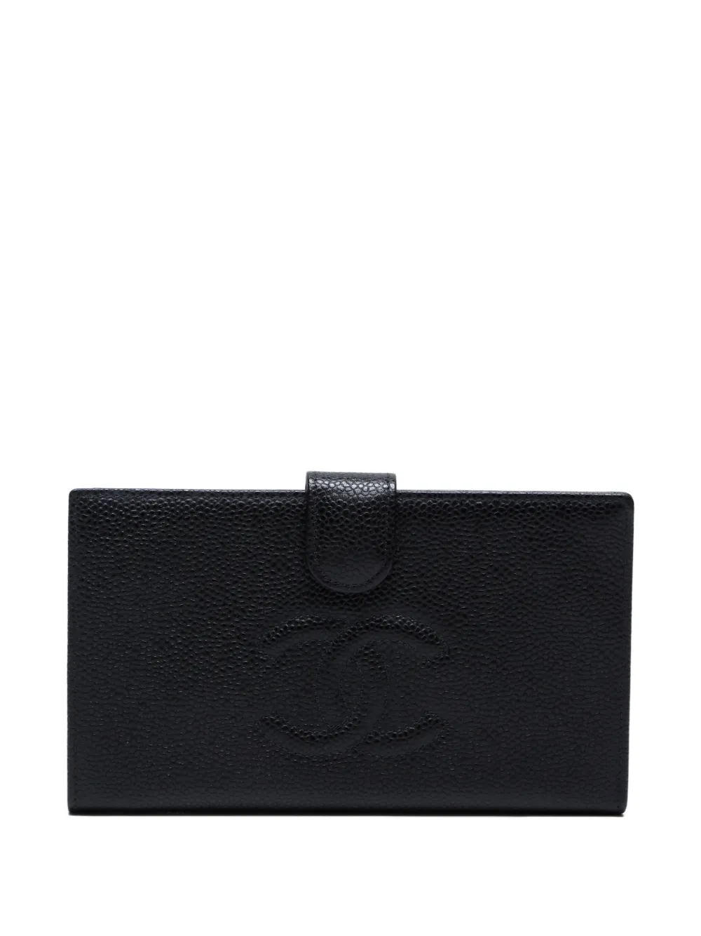 Pre-owned Chanel 2000-2002 Cc Mark Leather Wallet In Black