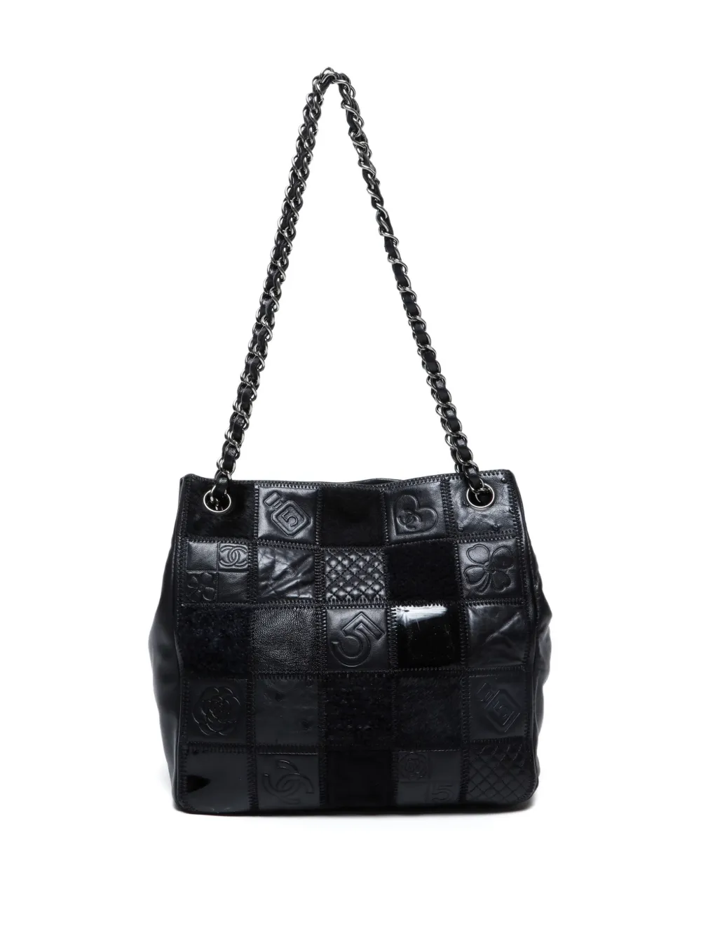Pre-owned Chanel 2005-2006 Choco Bar Lambskin Shoulder Bag In Black