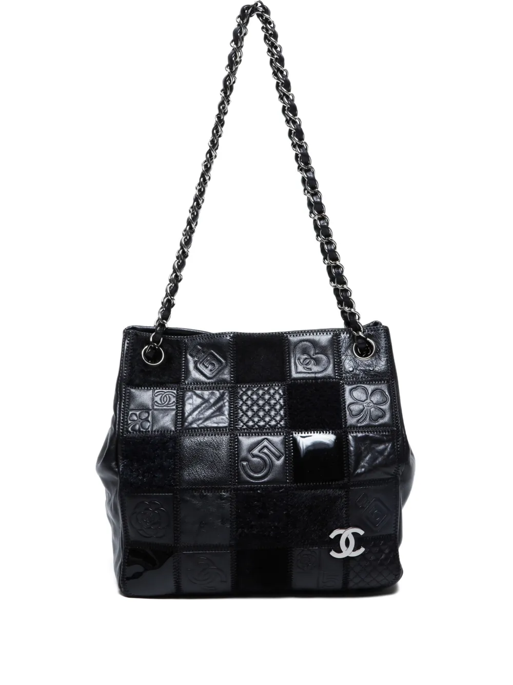 Pre-owned Chanel 2005-2006 Choco Bar Lambskin Shoulder Bag In Black