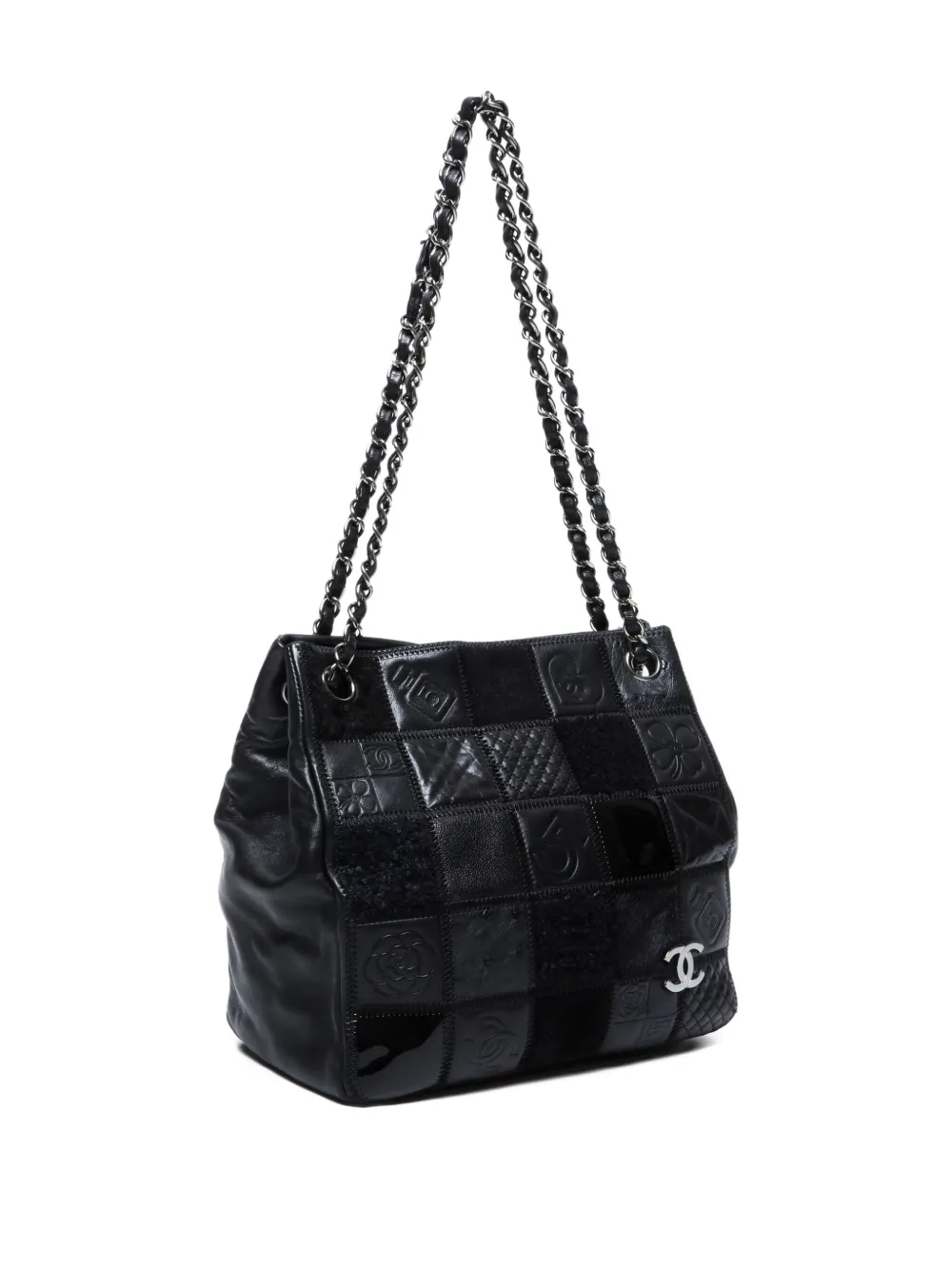 Pre-owned Chanel 2005-2006 Choco Bar Lambskin Shoulder Bag In Black