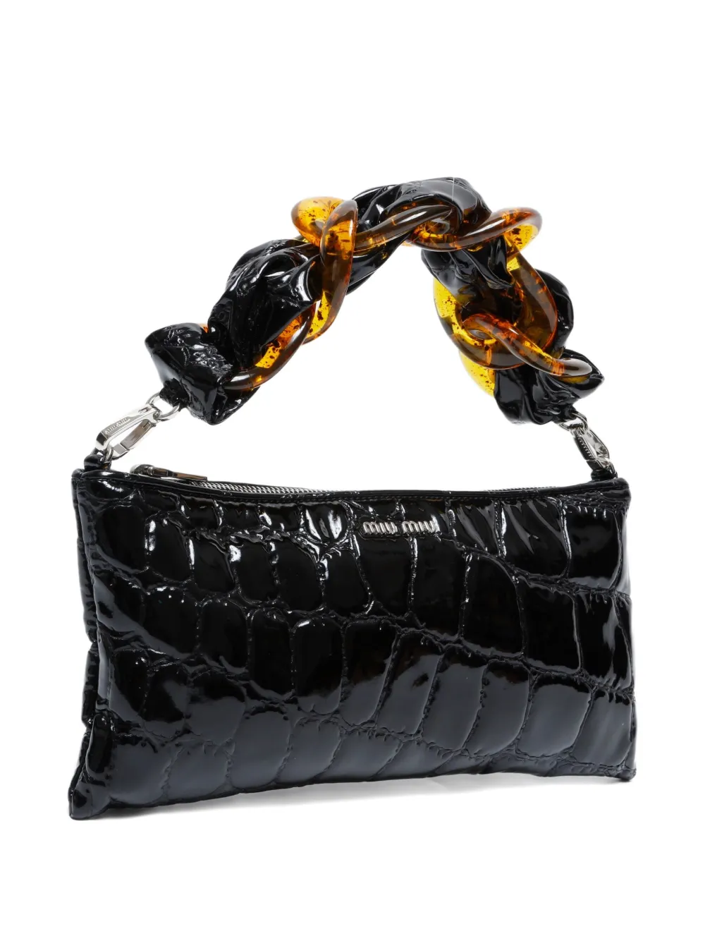 Pre-owned Miu Miu 2015-2020 Crocodile-embossed Shoulder Bag In Black