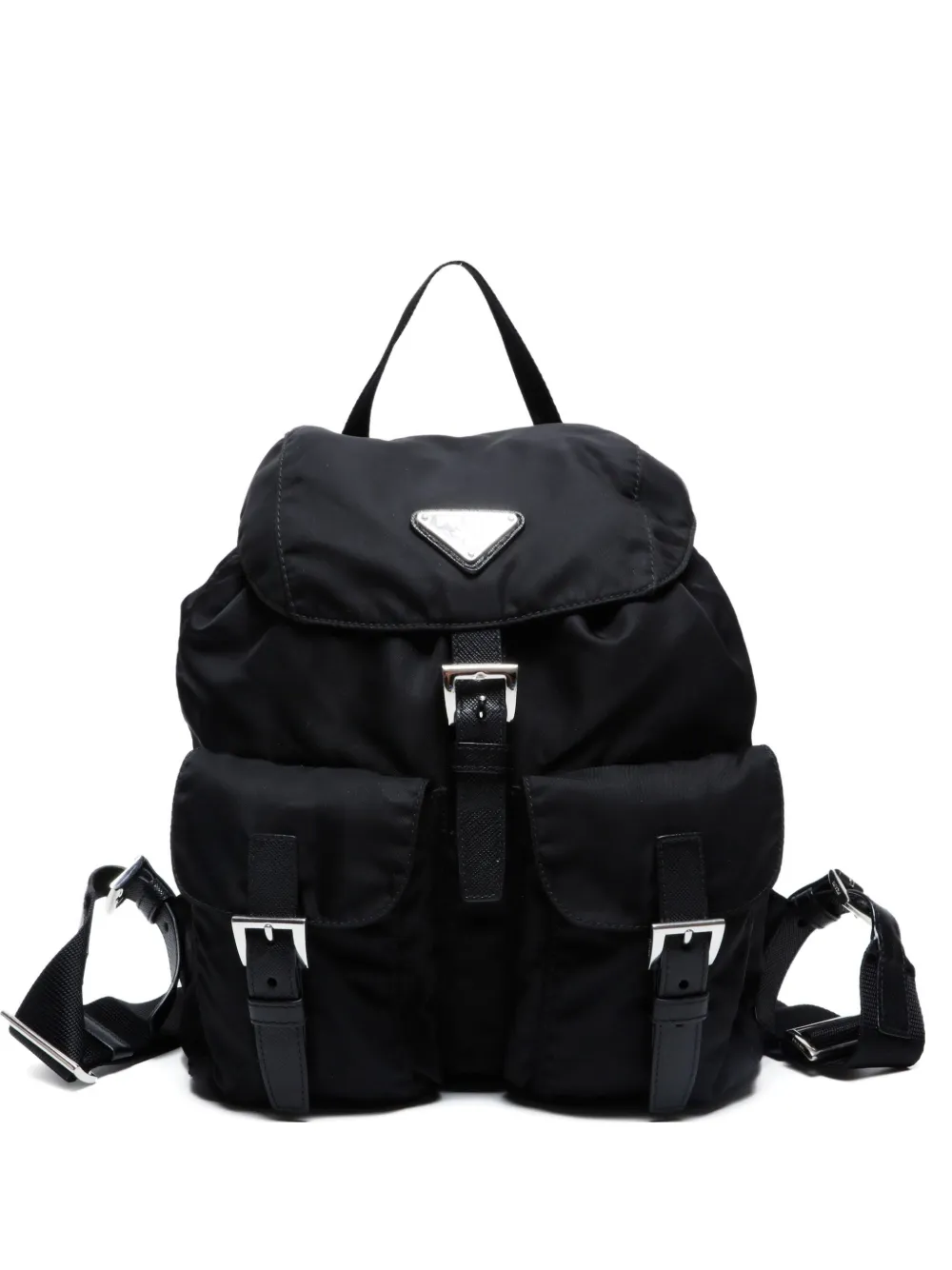 Pre-owned Prada 2010-2024s Buckled Backpack In Black