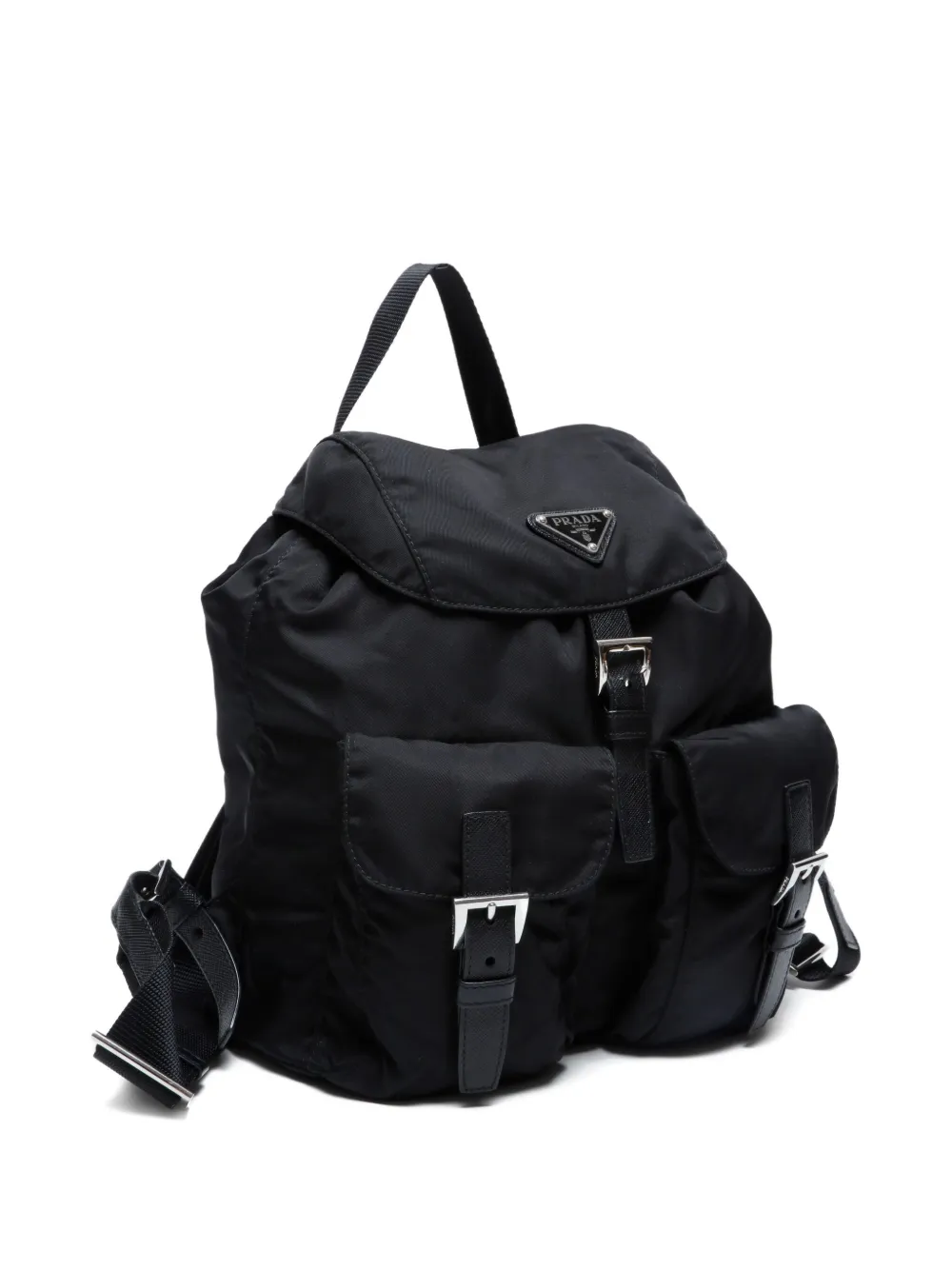 Pre-owned Prada 2010-2024s Buckled Backpack In Black