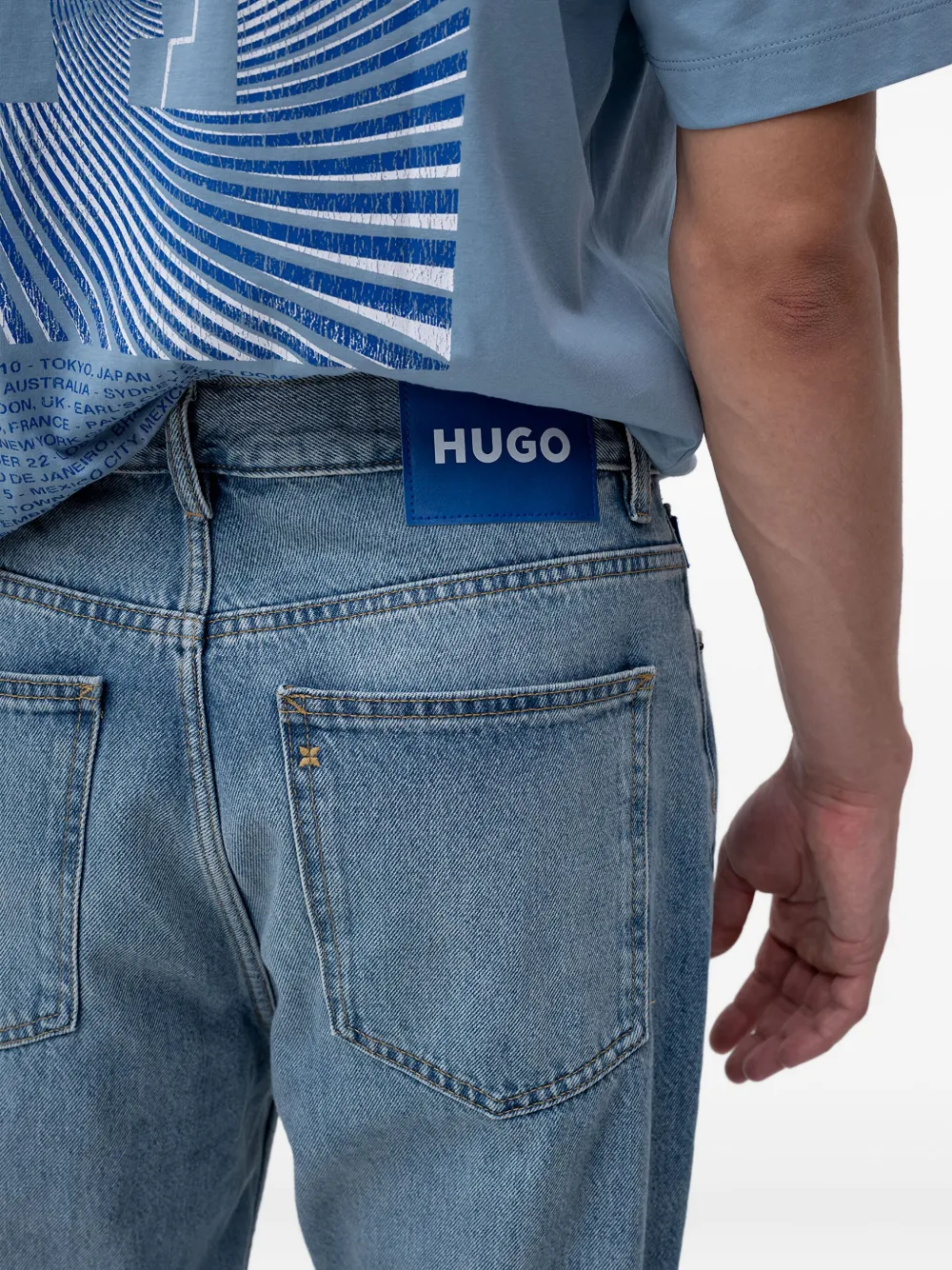 HUGO Jeans met verwassen-effect Blauw
