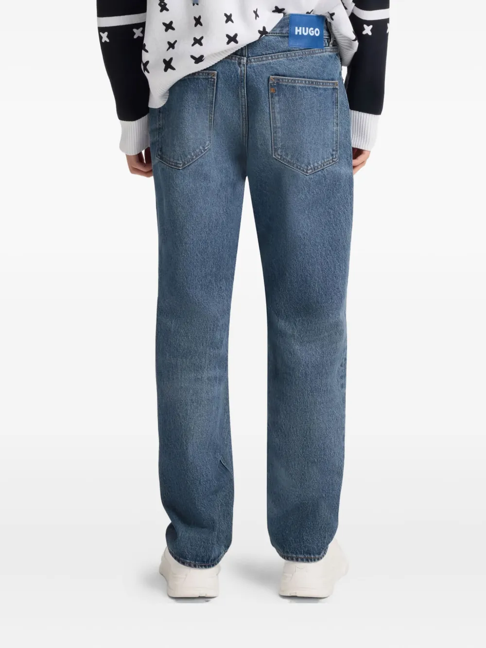 Hugo Boss Five-pocket Design Faded Jeans In Blue