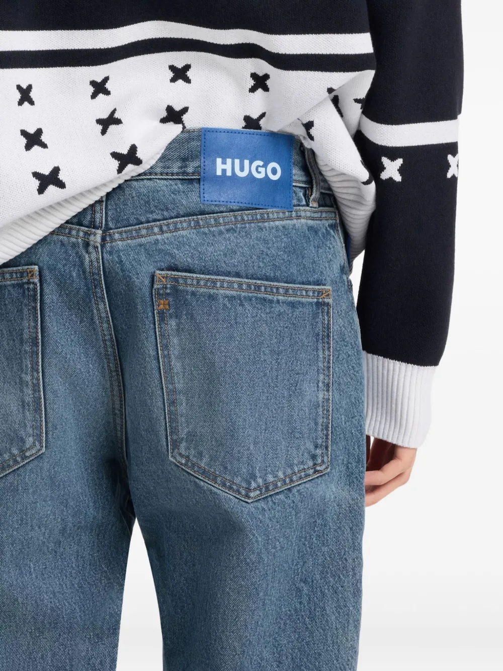 Hugo Boss Five-pocket Design Faded Jeans In Blue
