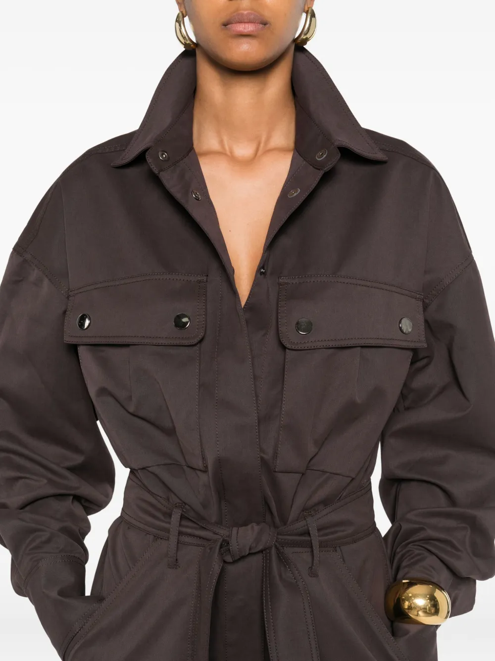The Andamane Vania Cargo Belted Jumpsuit In Gray