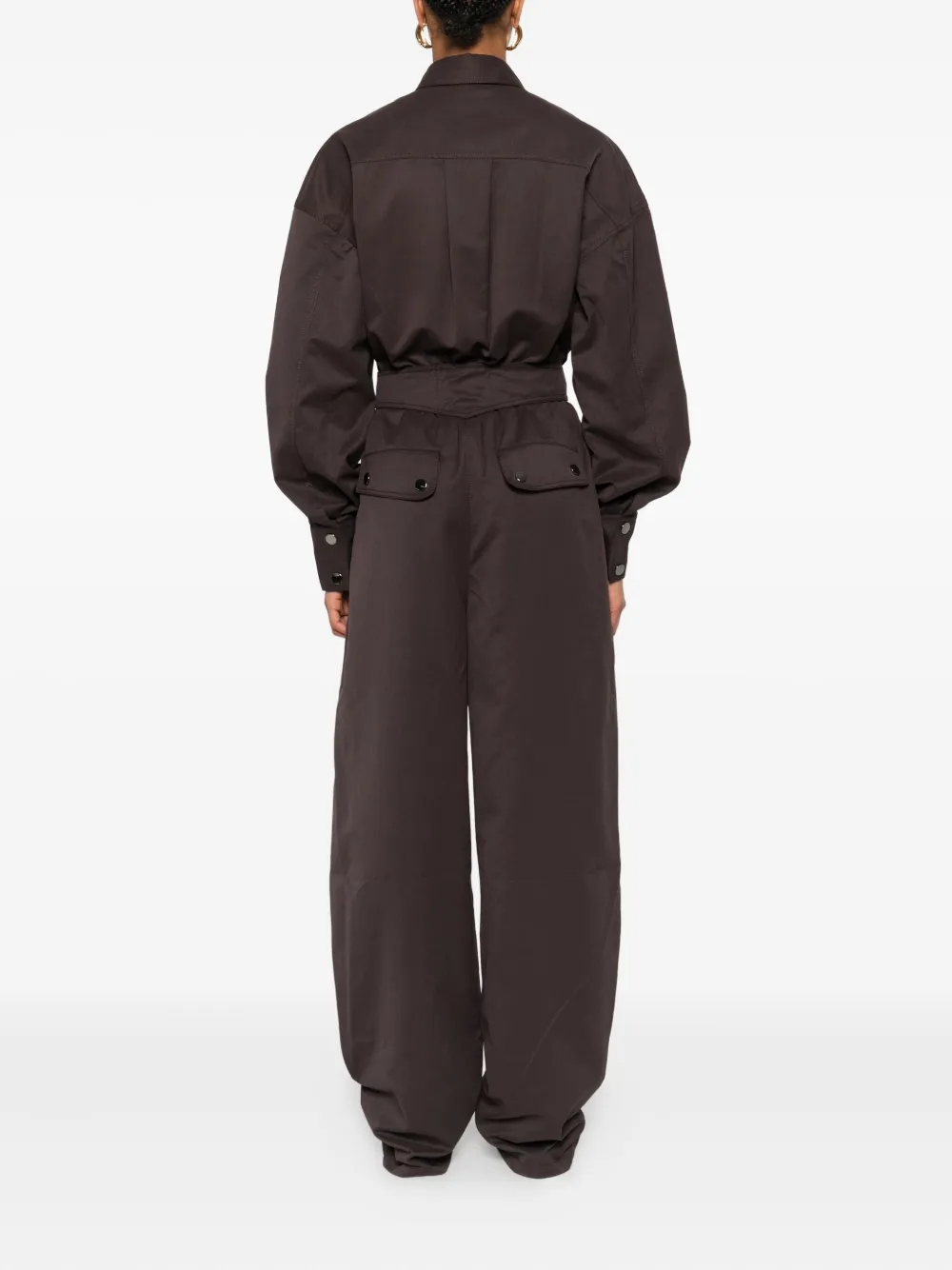 The Andamane Vania Cargo Belted Jumpsuit In Gray